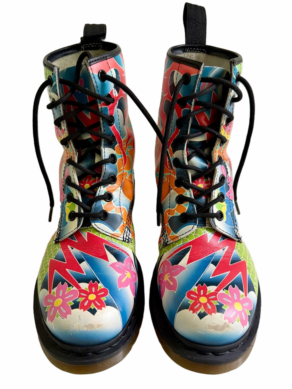 Dr. Martens 1460W Psych Tattoo Leather Strap Pascal‎ Combat Boots Women’s Size 9 - Picture 2 of 15